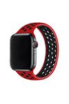 Fujimax Apple Watch Delikli Spor Solo Loop Kordon Large Kırmızı Siyah
