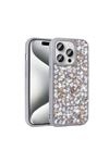 Linea Serisi Parlak Taşlı Kılıf Gümüş iPhone 15 Pro Max
