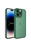 Post Serisi Kamera Korumalı Transparan Kılıf Koyu Yeşil iPhone 14 Pro Max
