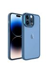 Post Serisi Kamera Korumalı Transparan Kılıf Mavi iPhone 14 Pro Max