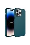 Luna Serisi Metal Çerçeve Kılıf Koyu Yeşil iPhone 14 Pro
